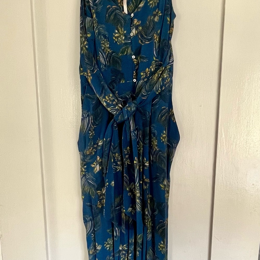Free People Blue Floral Tie-Waist Midi Dress - Picture 2 of 4